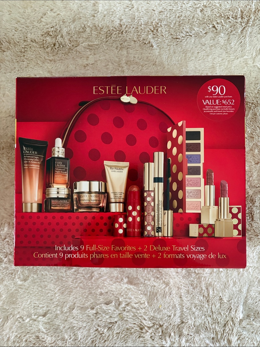 Estée Lauder Red & Gold Holiday Makeup Set and Train Case